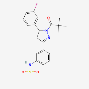 molecular formula C21H24FN3O3S B2575916 N-(3-(5-(3-fluorophenyl)-1-pivaloyl-4,5-dihydro-1H-pyrazol-3-yl)phenyl)methanesulfonamide CAS No. 851719-23-8