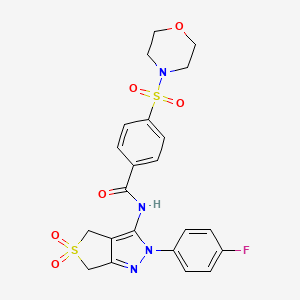 molecular formula C22H21FN4O6S2 B2575922 N-[2-(4-FLUOROPHENYL)-5,5-DIOXIDO-2,6-DIHYDRO-4H-THIENO[3,4-C]PYRAZOL-3-YL]-4-(4-MORPHOLINYLSULFONYL)BENZAMIDE CAS No. 450337-51-6