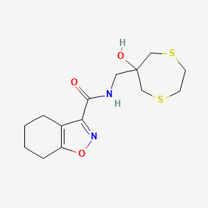 molecular formula C14H20N2O3S2 B2575935 N-[(6-hydroxy-1,4-dithiepan-6-yl)methyl]-4,5,6,7-tetrahydro-1,2-benzoxazole-3-carboxamide CAS No. 2415487-88-4