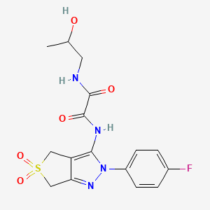 molecular formula C16H17FN4O5S B2575949 N'-[2-(4-fluorophenyl)-5,5-dioxo-2H,4H,6H-5lambda6-thieno[3,4-c]pyrazol-3-yl]-N-(2-hydroxypropyl)ethanediamide CAS No. 899733-53-0