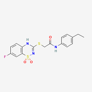 molecular formula C17H16FN3O3S2 B2575963 N-(4-ethylphenyl)-2-[(7-fluoro-1,1-dioxo-4H-1lambda6,2,4-benzothiadiazin-3-yl)sulfanyl]acetamide CAS No. 886953-49-7