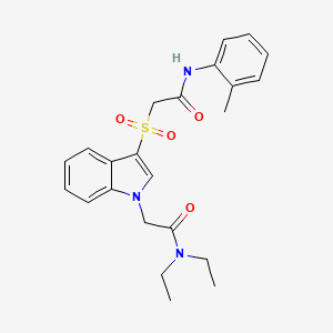 molecular formula C23H27N3O4S B2575964 N,N-diethyl-2-(3-((2-oxo-2-(o-tolylamino)ethyl)sulfonyl)-1H-indol-1-yl)acetamide CAS No. 878055-71-1