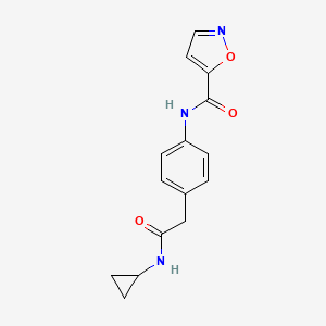 molecular formula C15H15N3O3 B2575965 N-(4-(2-(cyclopropylamino)-2-oxoethyl)phenyl)isoxazole-5-carboxamide CAS No. 1209977-43-4
