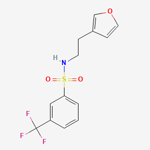 molecular formula C13H12F3NO3S B2576030 N-(2-(furan-3-yl)ethyl)-3-(trifluoromethyl)benzenesulfonamide CAS No. 1428370-90-4