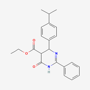 molecular formula C22H24N2O3 B2576044 Ethyl 6-hydroxy-4-(4-isopropylphenyl)-2-phenyl-4,5-dihydro-5-pyrimidinecarboxylate CAS No. 477867-17-7