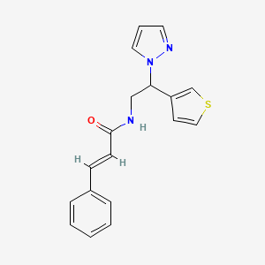 molecular formula C18H17N3OS B2576047 N-(2-(1H-pyrazol-1-yl)-2-(thiophen-3-yl)ethyl)cinnamamide CAS No. 2035036-33-8