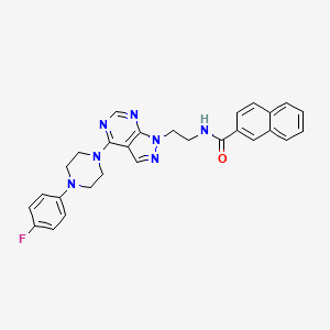 molecular formula C28H26FN7O B2576050 N-(2-(4-(4-(4-fluorophenyl)piperazin-1-yl)-1H-pyrazolo[3,4-d]pyrimidin-1-yl)ethyl)-2-naphthamide CAS No. 1021025-72-8