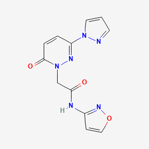 molecular formula C12H10N6O3 B2576052 N-(1,2-oxazol-3-yl)-2-[6-oxo-3-(1H-pyrazol-1-yl)-1,6-dihydropyridazin-1-yl]acetamide CAS No. 1334372-05-2