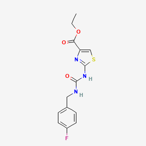 molecular formula C14H14FN3O3S B2576054 Ethyl 2-(3-(4-fluorobenzyl)ureido)thiazole-4-carboxylate CAS No. 1203000-74-1