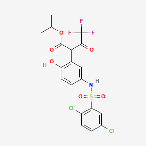 molecular formula C19H16Cl2F3NO6S B2576069 propan-2-yl 2-[5-(2,5-dichlorobenzenesulfonamido)-2-hydroxyphenyl]-4,4,4-trifluoro-3-oxobutanoate CAS No. 425401-78-1
