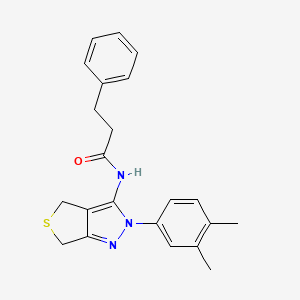 molecular formula C22H23N3OS B2576125 N-[2-(3,4-dimethylphenyl)-2H,4H,6H-thieno[3,4-c]pyrazol-3-yl]-3-phenylpropanamide CAS No. 681269-68-1