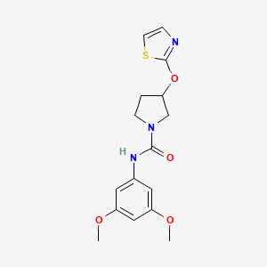 molecular formula C16H19N3O4S B2576136 N-(3,5-dimethoxyphenyl)-3-(1,3-thiazol-2-yloxy)pyrrolidine-1-carboxamide CAS No. 2200701-92-2