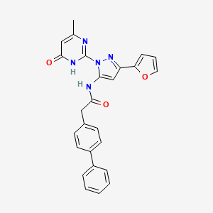 2-([1,1'-Biphenyl]-4-yl)-N-(3-(furan-2-yl)-1-(4-methyl-6-oxo-1,6-dihydropyrimidin-2-yl)-1H-pyrazol-5-yl)acetamide