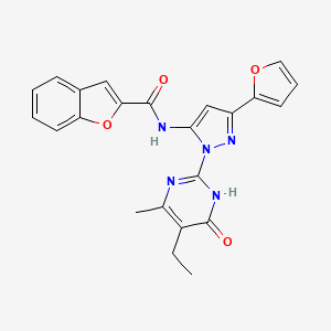 N-(1-(5-ethyl-4-methyl-6-oxo-1,6-dihydropyrimidin-2-yl)-3-(furan-2-yl)-1H-pyrazol-5-yl)benzofuran-2-carboxamide