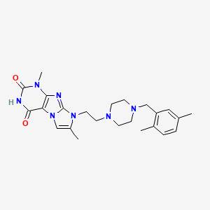8-(2-{4-[(2,5-Dimethylphenyl)methyl]piperazinyl}ethyl)-1,7-dimethyl-1,3,5-trih ydro-4-imidazolino[1,2-h]purine-2,4-dione