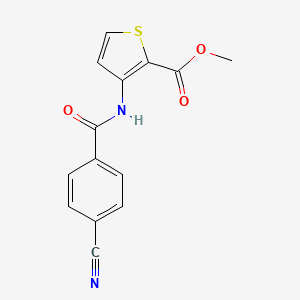 molecular formula C14H10N2O3S B2576209 methyl 3-(4-cyanobenzamido)thiophene-2-carboxylate CAS No. 330942-99-9
