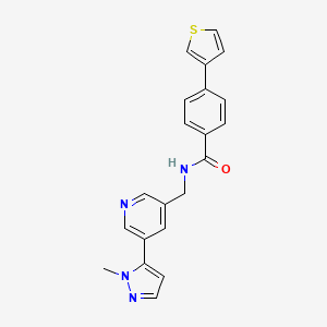molecular formula C21H18N4OS B2576232 N-{[5-(1-methyl-1H-pyrazol-5-yl)pyridin-3-yl]methyl}-4-(thiophen-3-yl)benzamide CAS No. 2191267-06-6