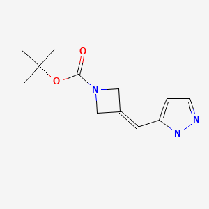 molecular formula C13H19N3O2 B2576297 Tert-butyl 3-[(2-methylpyrazol-3-yl)methylidene]azetidine-1-carboxylate CAS No. 2169068-61-3
