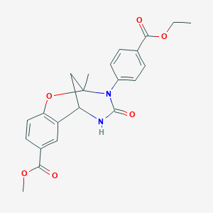 molecular formula C22H22N2O6 B2576307 methyl 10-[4-(ethoxycarbonyl)phenyl]-9-methyl-11-oxo-8-oxa-10,12-diazatricyclo[7.3.1.0^{2,7}]trideca-2,4,6-triene-4-carboxylate CAS No. 899986-72-2