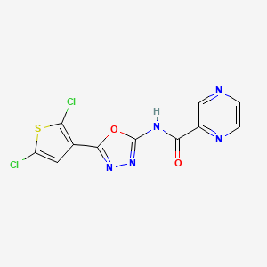 B2576328 N-(5-(2,5-dichlorothiophen-3-yl)-1,3,4-oxadiazol-2-yl)pyrazine-2-carboxamide CAS No. 1251633-47-2