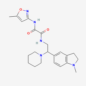 molecular formula C22H29N5O3 B2576341 N1-(2-(1-methylindolin-5-yl)-2-(piperidin-1-yl)ethyl)-N2-(5-methylisoxazol-3-yl)oxalamide CAS No. 921893-49-4
