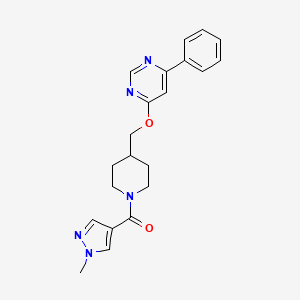 B2576409 (1-Methylpyrazol-4-yl)-[4-[(6-phenylpyrimidin-4-yl)oxymethyl]piperidin-1-yl]methanone CAS No. 2379978-32-0