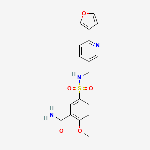 molecular formula C18H17N3O5S B2576445 5-(N-((6-(furan-3-yl)pyridin-3-yl)methyl)sulfamoyl)-2-methoxybenzamide CAS No. 2034610-53-0