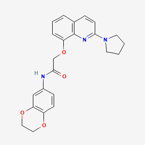 molecular formula C23H23N3O4 B2576450 N-(2,3-dihydro-1,4-benzodioxin-6-yl)-2-{[2-(pyrrolidin-1-yl)quinolin-8-yl]oxy}acetamide CAS No. 921557-18-8