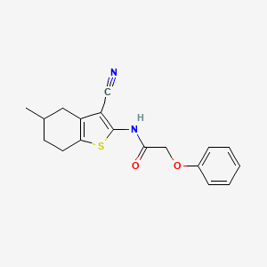 molecular formula C18H18N2O2S B2576465 N-(3-cyano-5-methyl-4,5,6,7-tetrahydro-1-benzothiophen-2-yl)-2-phenoxyacetamide CAS No. 313469-65-7