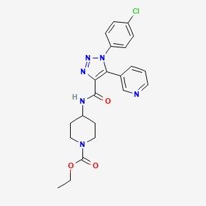 molecular formula C22H23ClN6O3 B2576466 ethyl 4-[1-(4-chlorophenyl)-5-(pyridin-3-yl)-1H-1,2,3-triazole-4-amido]piperidine-1-carboxylate CAS No. 1326889-01-3
