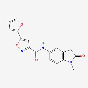 B2576533 5-(furan-2-yl)-N-(1-methyl-2-oxoindolin-5-yl)isoxazole-3-carboxamide CAS No. 1251576-77-8