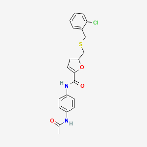 N-(4-acetamidophenyl)-5-(((2-chlorobenzyl)thio)methyl)furan-2-carboxamide