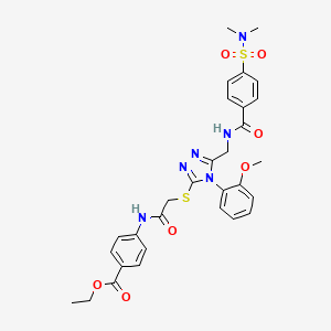molecular formula C30H32N6O7S2 B2576593 ethyl 4-(2-{[5-({[4-(dimethylsulfamoyl)phenyl]formamido}methyl)-4-(2-methoxyphenyl)-4H-1,2,4-triazol-3-yl]sulfanyl}acetamido)benzoate CAS No. 310427-36-2
