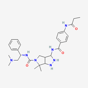 N-[(1S)-2-(dimethylamino)-1-phenylethyl]-6,6-dimethyl-3-[[4-(propanoylamino)benzoyl]amino]-1,2,3,3a,4,6a-hexahydropyrrolo[3,4-c]pyrazole-5-carboxamide