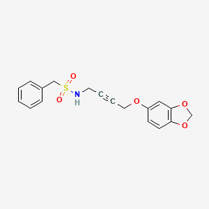 molecular formula C18H17NO5S B2576648 N-(4-(benzo[d][1,3]dioxol-5-yloxy)but-2-yn-1-yl)-1-phenylmethanesulfonamide CAS No. 1448043-23-9