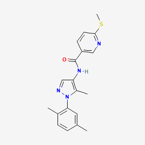 molecular formula C19H20N4OS B2576650 N-[1-(2,5-Dimethylphenyl)-5-methylpyrazol-4-yl]-6-methylsulfanylpyridine-3-carboxamide CAS No. 1825477-42-6