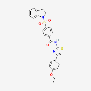 4-(2,3-dihydroindol-1-ylsulfonyl)-N-[4-(4-ethoxyphenyl)-1,3-thiazol-2-yl]benzamide