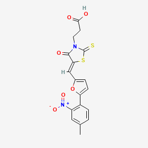 (Z)-3-(5-((5-(4-methyl-2-nitrophenyl)furan-2-yl)methylene)-4-oxo-2-thioxothiazolidin-3-yl)propanoic acid