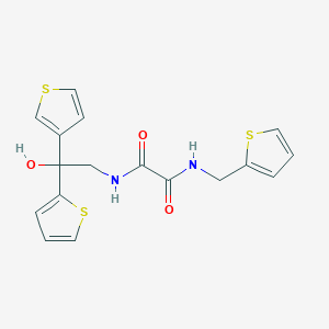 molecular formula C17H16N2O3S3 B2576661 N1-(2-hydroxy-2-(thiophen-2-yl)-2-(thiophen-3-yl)ethyl)-N2-(thiophen-2-ylmethyl)oxalamide CAS No. 2034401-71-1