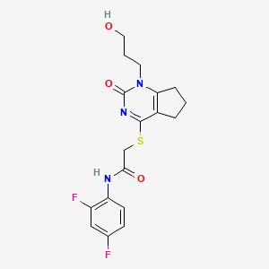 N-(2,4-difluorophenyl)-2-((1-(3-hydroxypropyl)-2-oxo-2,5,6,7-tetrahydro-1H-cyclopenta[d]pyrimidin-4-yl)thio)acetamide