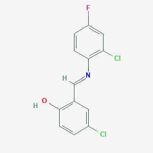 4-chloro-2-{(E)-[(2-chloro-4-fluorophenyl)imino]methyl}phenol