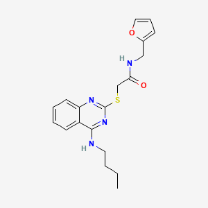 molecular formula C19H22N4O2S B2576718 2-[4-(butylamino)quinazolin-2-yl]sulfanyl-N-(furan-2-ylmethyl)acetamide CAS No. 422532-75-0