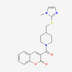 molecular formula C20H21N3O3S B2576727 3-(4-(((1-methyl-1H-imidazol-2-yl)thio)methyl)piperidine-1-carbonyl)-2H-chromen-2-one CAS No. 1428356-94-8