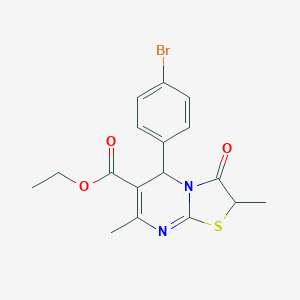molecular formula C17H17BrN2O3S B257673 ETHYL 5-(4-BROMOPHENYL)-2,7-DIMETHYL-3-OXO-2H,3H,5H-[1,3]THIAZOLO[3,2-A]PYRIMIDINE-6-CARBOXYLATE 