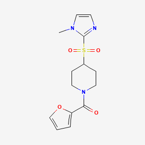 molecular formula C14H17N3O4S B2576731 furan-2-yl(4-((1-methyl-1H-imidazol-2-yl)sulfonyl)piperidin-1-yl)methanone CAS No. 2034444-71-6