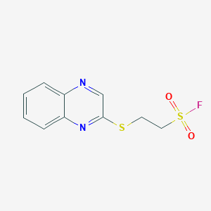 molecular formula C10H9FN2O2S2 B2576733 2-Quinoxalin-2-ylsulfanylethanesulfonyl fluoride CAS No. 2138170-34-8