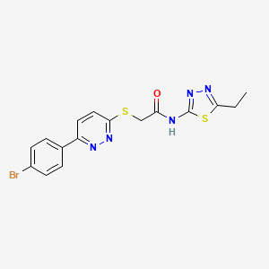 molecular formula C16H14BrN5OS2 B2576746 2-((6-(4-bromophenyl)pyridazin-3-yl)thio)-N-(5-ethyl-1,3,4-thiadiazol-2-yl)acetamide CAS No. 920435-63-8