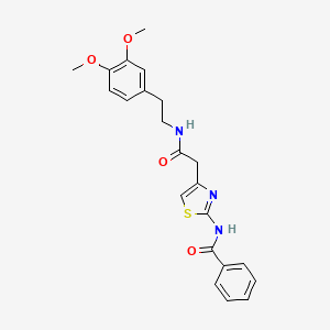 molecular formula C22H23N3O4S B2576747 N-(4-(2-((3,4-dimethoxyphenethyl)amino)-2-oxoethyl)thiazol-2-yl)benzamide CAS No. 941984-78-7