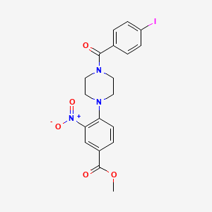 molecular formula C19H18IN3O5 B2576748 Methyl 4-[4-(4-iodobenzoyl)piperazin-1-yl]-3-nitrobenzoate CAS No. 478246-42-3