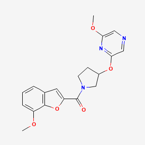 molecular formula C19H19N3O5 B2576749 (7-Methoxybenzofuran-2-yl)(3-((6-methoxypyrazin-2-yl)oxy)pyrrolidin-1-yl)methanone CAS No. 2034451-15-3
